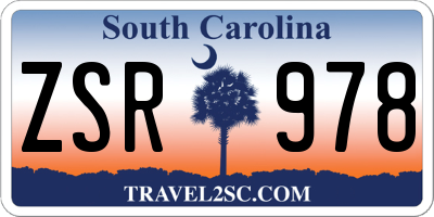 SC license plate ZSR978