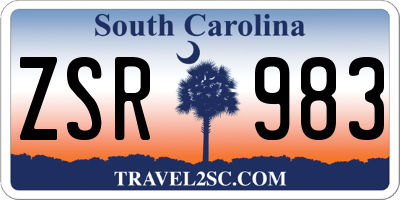 SC license plate ZSR983