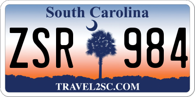 SC license plate ZSR984