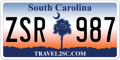 SC license plate ZSR987