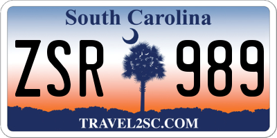SC license plate ZSR989