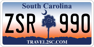 SC license plate ZSR990