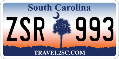 SC license plate ZSR993