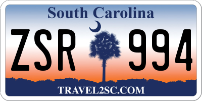 SC license plate ZSR994