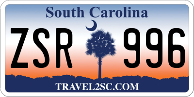 SC license plate ZSR996