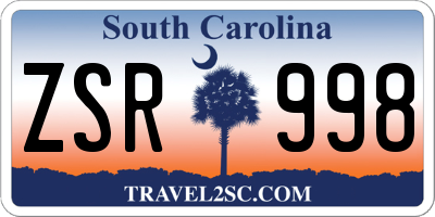 SC license plate ZSR998