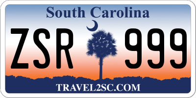 SC license plate ZSR999
