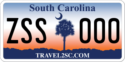 SC license plate ZSS000