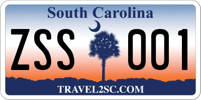 SC license plate ZSS001