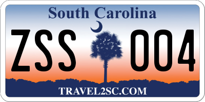 SC license plate ZSS004