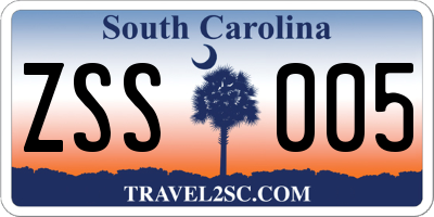 SC license plate ZSS005