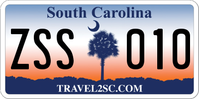 SC license plate ZSS010
