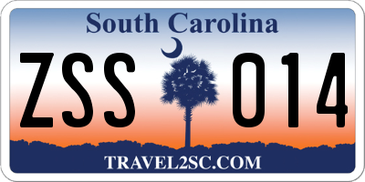 SC license plate ZSS014