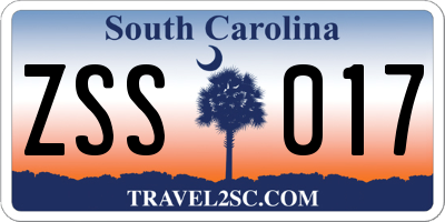 SC license plate ZSS017