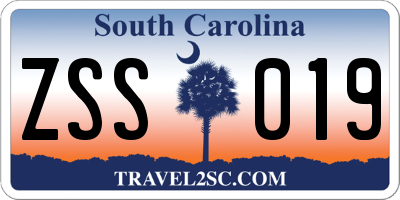 SC license plate ZSS019