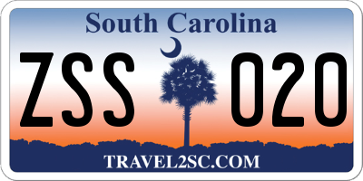 SC license plate ZSS020