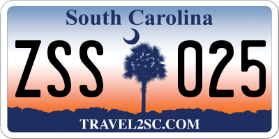 SC license plate ZSS025