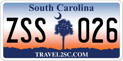 SC license plate ZSS026