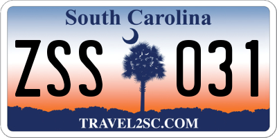SC license plate ZSS031