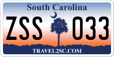 SC license plate ZSS033