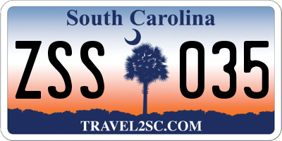 SC license plate ZSS035