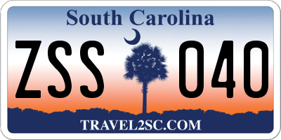 SC license plate ZSS040
