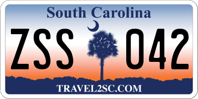 SC license plate ZSS042