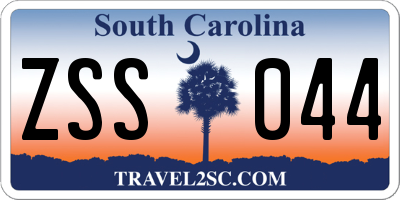SC license plate ZSS044