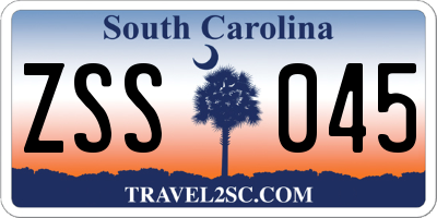 SC license plate ZSS045