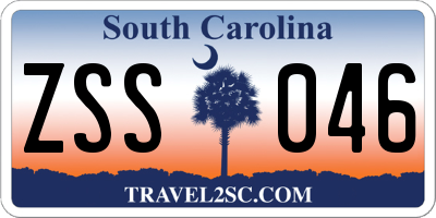 SC license plate ZSS046