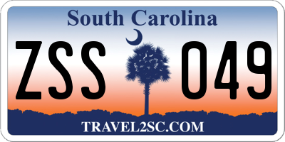 SC license plate ZSS049