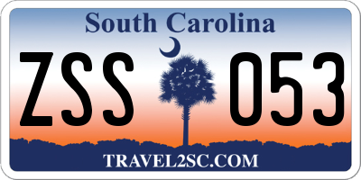 SC license plate ZSS053