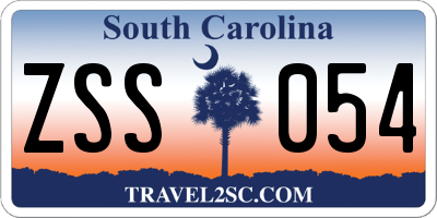 SC license plate ZSS054
