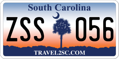 SC license plate ZSS056