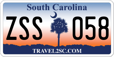 SC license plate ZSS058