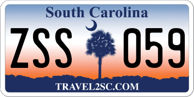 SC license plate ZSS059