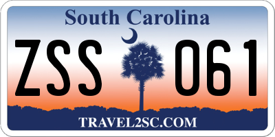 SC license plate ZSS061