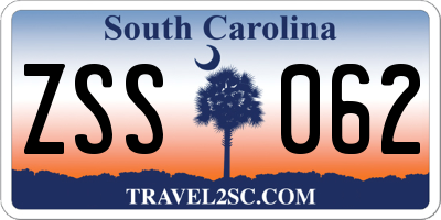 SC license plate ZSS062