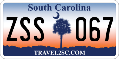 SC license plate ZSS067