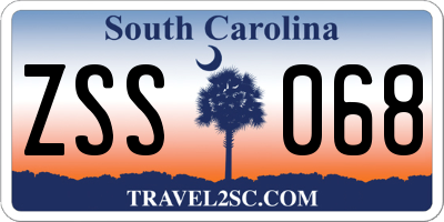 SC license plate ZSS068