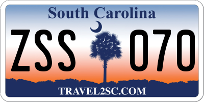 SC license plate ZSS070