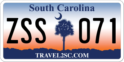 SC license plate ZSS071