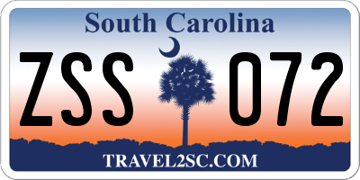 SC license plate ZSS072