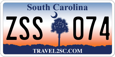 SC license plate ZSS074