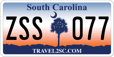 SC license plate ZSS077