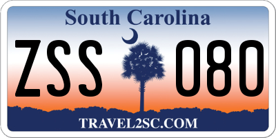 SC license plate ZSS080