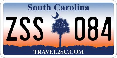 SC license plate ZSS084