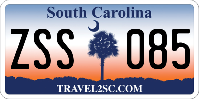 SC license plate ZSS085