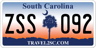SC license plate ZSS092