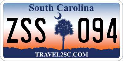 SC license plate ZSS094